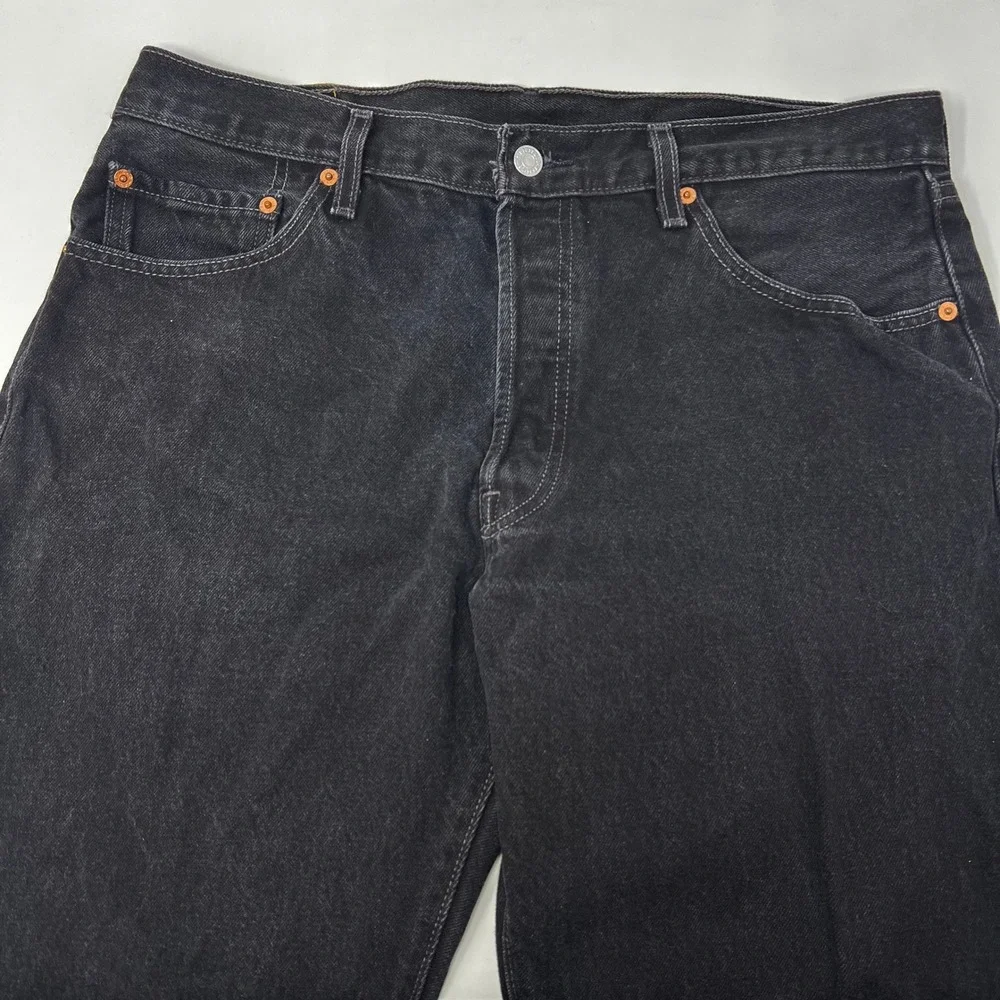 Vintage Levis 501xx Original Fit Straight Leg Black‎ Denim Jeans Mens 36x30